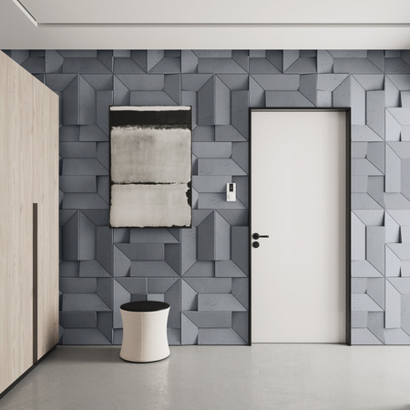 Płyta betonowa na ścianę 3D PB26A 600x600x45, antracytowy B08; wzór A, beton architektoniczny