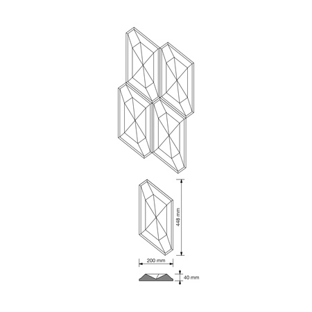 Płyta betonowa na ścianę 3D PB02 448x200x40, antracytowy B08, beton architektoniczny
