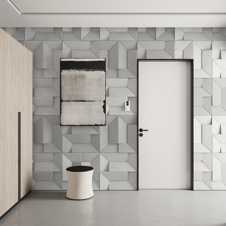 Płyta betonowa na ścianę 3D PB26A 600x600x45, zgaszona biel B0, wzór A, beton architektoniczny