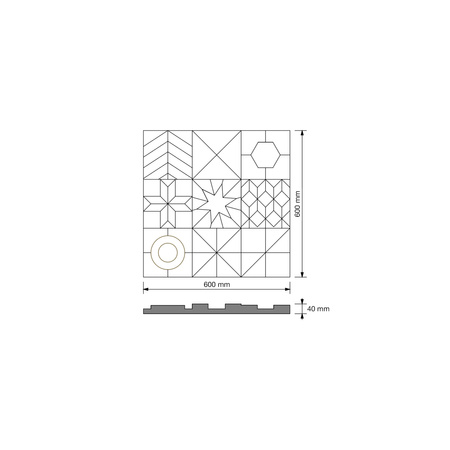 Płyta betonowa na ścianę 3D PB12 600x600x40, szary S96, beton architektoniczny