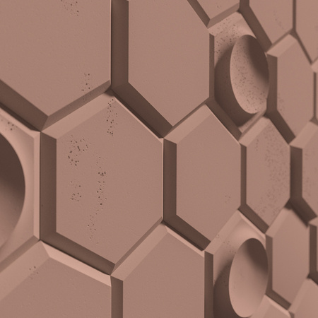 Płyta betonowa na ścianę 3D PB01 975x650x35, brudny róż CL07, beton architektoniczny