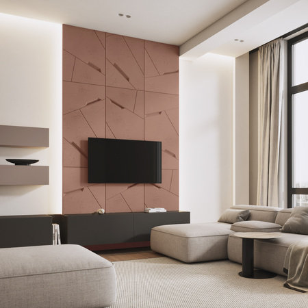 Płyta betonowa na ścianę 3D PB18 1200x600x38, brudny róż CL07, beton architektoniczny