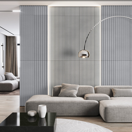 Płyta betonowa na ścianę 3D PB64 1350x480x30, szary S96, beton architektoniczny