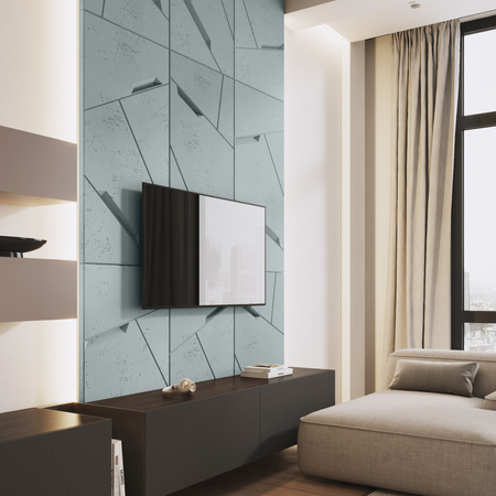 Płyta betonowa na ścianę 3D PB18 1200x600x38, jasny błękit CL06, beton architektoniczny