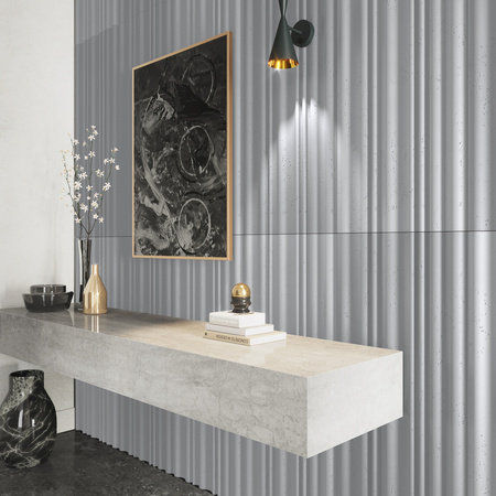 Płyta betonowa na ścianę 3D PB58 1350x560x34, szary S96, beton architektoniczny
