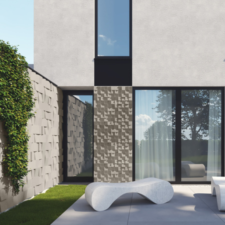 Płyta betonowa na ścianę 3D PB15 600x600x40, kość słoniowa KS, beton architektoniczny