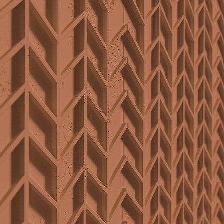 Płyta betonowa na ścianę 3D PB49 935x600x25, terakota CL01, beton architektoniczny