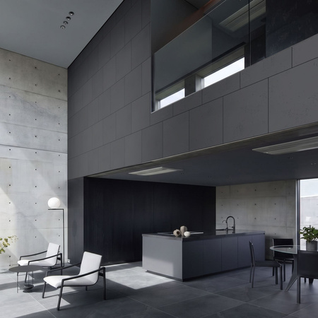 Płyta betonowa na ścianę 2D PA03 600x600x10, czarny B15, beton architektoniczny