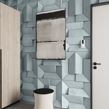 Płyta betonowa na ścianę 3D PB26A 600x600x45, jasny błękit CL06; wzór A, beton architektoniczny
