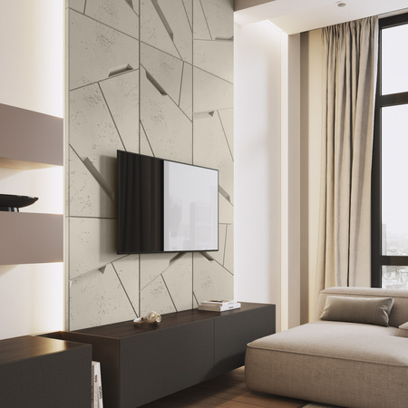 Płyta betonowa na ścianę 3D PB18 1200x600x38, kość słoniowa KS, beton architektoniczny
