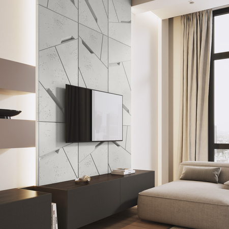 Płyta betonowa na ścianę 3D PB18 1200x600x38, biały B0, beton architektoniczny