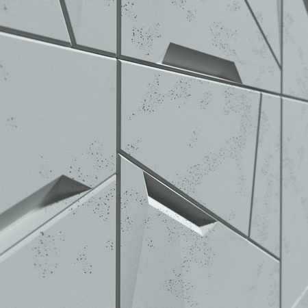 Płyta betonowa na ścianę 3D PB18B 1200x600x38, jasny błękit CL06; wzór B, beton architektoniczny