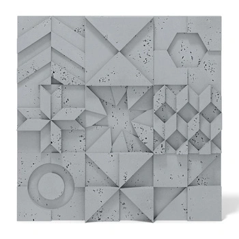 Płyta betonowa na ścianę 3D PB12 600x600x40, szary S96, beton architektoniczny