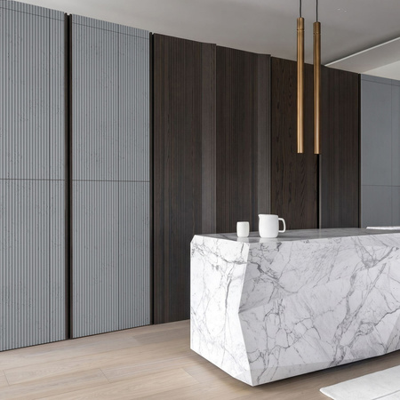 Płyta betonowa na ścianę 3D PB37 1350x600x12, antracytowy B08, beton architektoniczny