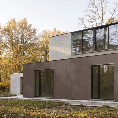 Płyta betonowa na ścianę 3D PB35 455x115x20, czekoladowy CL02, lewy, beton architektoniczny