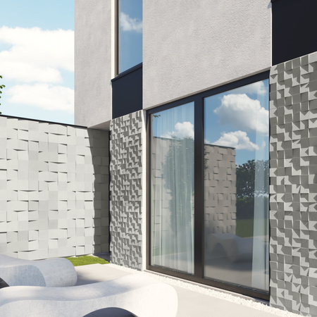 Płyta betonowa na ścianę 3D PB15 600x600x40, zgaszona biel B0, beton architektoniczny