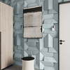 Płyta betonowa na ścianę 3D PB26A 600x600x45, jasny błękit CL06; wzór A, beton architektoniczny