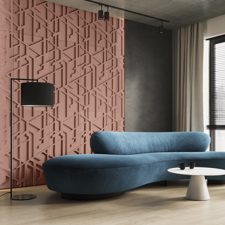 Płyta betonowa na ścianę 3D PB27 1200x600x35, brudny róż CL07, beton architektoniczny