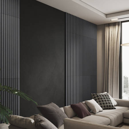 Płyta betonowa na ścianę 3D PB39 1350x490x30, czarny B15, beton architektoniczny