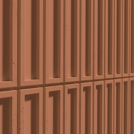 Płyta betonowa na ścianę 3D PB66A 1350x430x22, terakota CL01, wzór A, beton architektoniczny