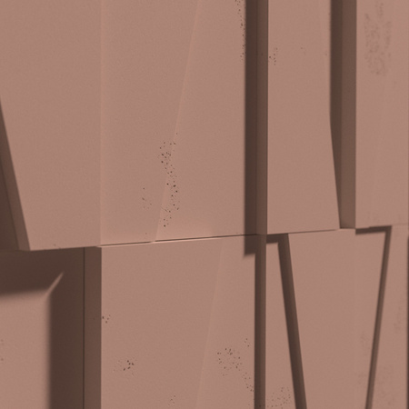 Płyta betonowa na ścianę 3D PB10 600x600x40, brudny róż CL07, beton architektoniczny