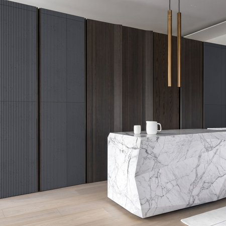 Płyta betonowa na ścianę 3D PB37 1350x600x12, czarny B15, beton architektoniczny