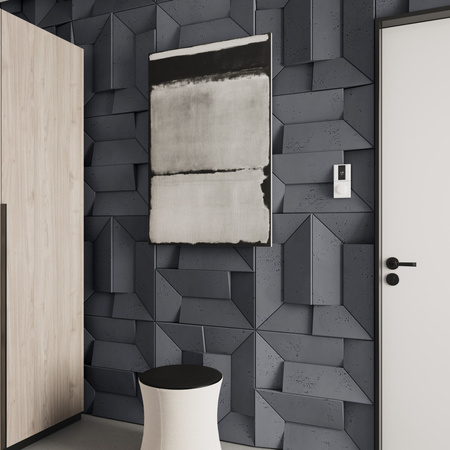 Płyta betonowa na ścianę 3D PB26A 600x600x45, czarny B15, wzór A, beton architektoniczny