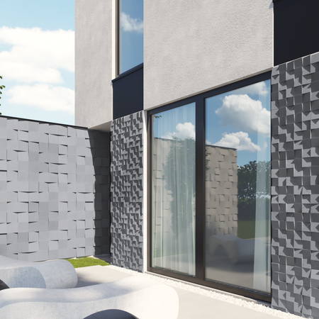 Płyta betonowa na ścianę 3D PB15 600x600x40, szary S96, beton architektoniczny