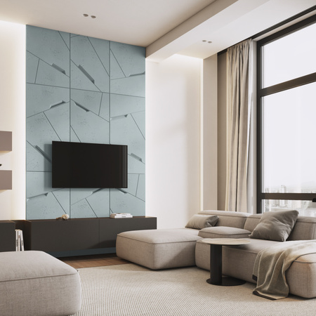 Płyta betonowa na ścianę 3D PB18 1200x600x38, jasny błękit CL06, beton architektoniczny