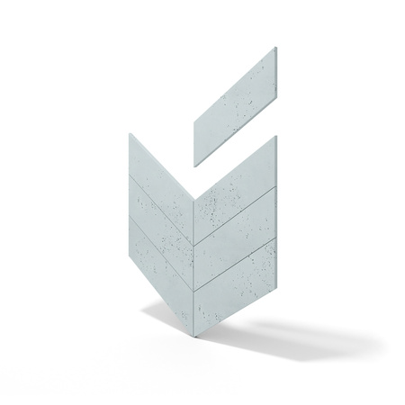 Płyta betonowa na ścianę 3D PB35 455x120x20, jasny błękit CL06, beton architektoniczny