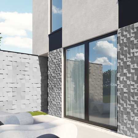 Płyta betonowa na ścianę 3D PB15 600x600x40, jasnoszary S50, beton architektoniczny