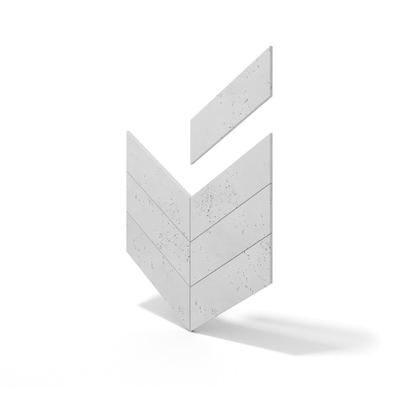 Płyta betonowa na ścianę 3D PB35P 455x120x20, jasnoszary S50, prawy, beton architektoniczny