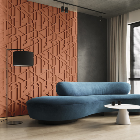 Płyta betonowa na ścianę 3D PB27 1200x600x35, terakota CL01, beton architektoniczny