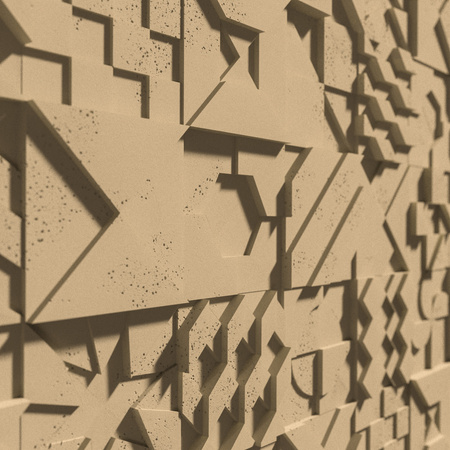 Płyta betonowa na ścianę 3D PB12B 600x600x40, miodowy CL03; wzór B, beton architektoniczny