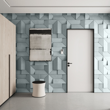 Płyta betonowa na ścianę 3D PB26A 600x600x45, jasny błękit CL06; wzór A, beton architektoniczny