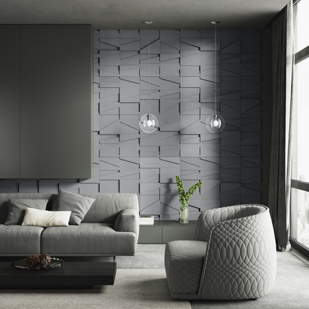 Płyta betonowa na ścianę 3D PB09 1200x600x45, szary S96, beton architektoniczny