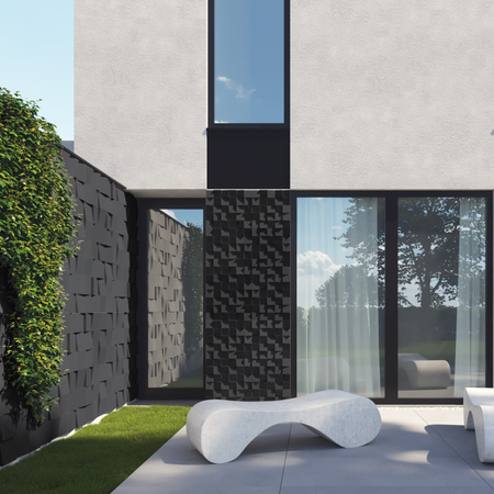 Płyta betonowa na ścianę 3D PB15 600x600x40, czarny B15, beton architektoniczny