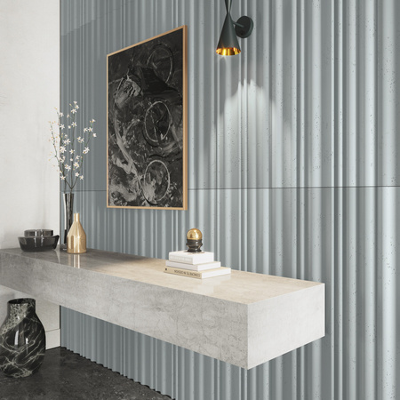 Płyta betonowa na ścianę 3D PB58 1350x560x34, jasny błękit CL06, beton architektoniczny