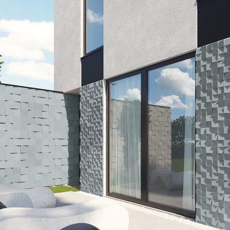 Płyta betonowa na ścianę 3D PB15 600x600x40, jasny błękit CL06, beton architektoniczny