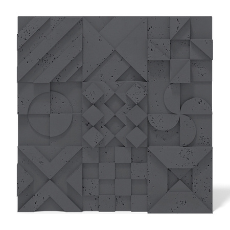 Płyta betonowa na ścianę 3D PB12B 600x600x40, czarny B15; wzór B, beton architektoniczny