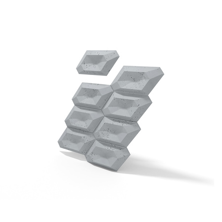 Płyta betonowa na ścianę 3D PB02 448x200x40, szary S96, beton architektoniczny