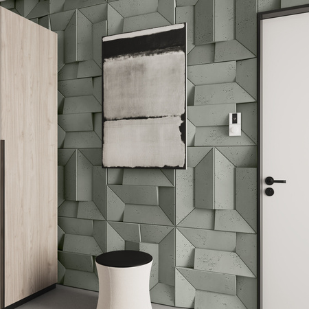 Płyta betonowa na ścianę 3D PB26A 600x600x45, zgaszona zieleń CL09; wzór A, beton architektoniczny