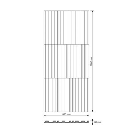 Płyta betonowa na ścianę 3D PB42 1350x600x30,, biały B0, beton architektoniczny