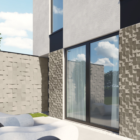 Płyta betonowa na ścianę 3D PB15 600x600x40, kość słoniowa KS, beton architektoniczny