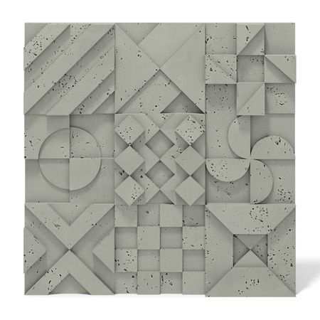 Płyta betonowa na ścianę 3D PB12B 600x600x40, zgaszona zieleń CL09; wzór B, beton architektoniczny