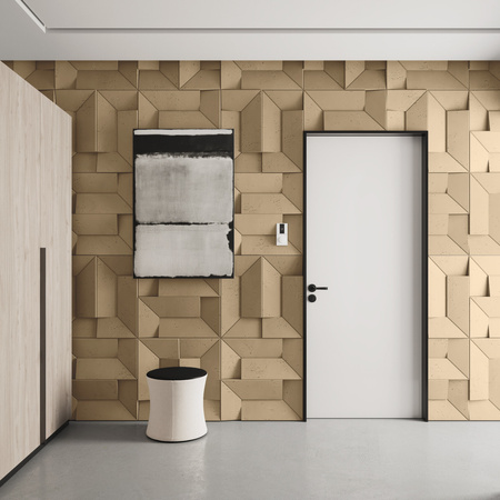 Płyta betonowa na ścianę 3D PB26A 600x600x45, miodowy CL03; wzór A, beton architektoniczny
