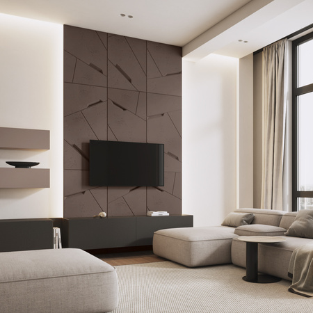 Płyta betonowa na ścianę 3D PB18 1200x600x38, czekoladowy CL02, beton architektoniczny