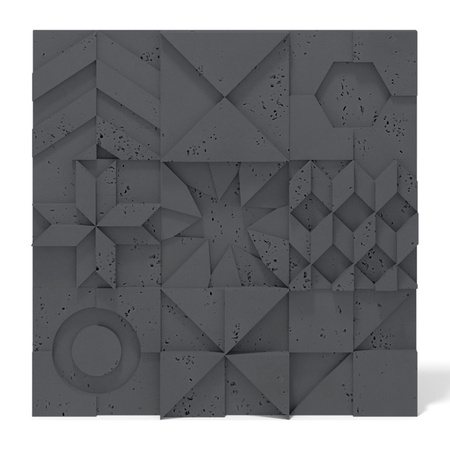 Płyta betonowa na ścianę 3D PB12 600x600x40, czarny B15, beton architektoniczny