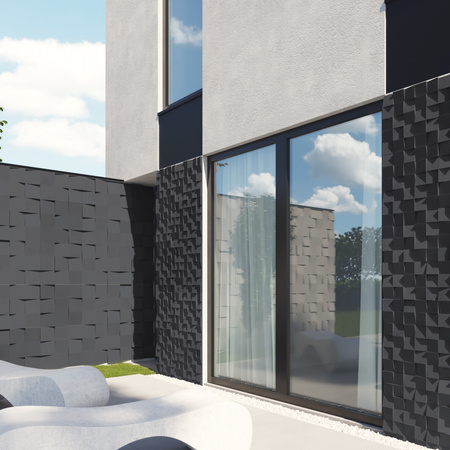 Płyta betonowa na ścianę 3D PB15 600x600x40, czarny B15, beton architektoniczny