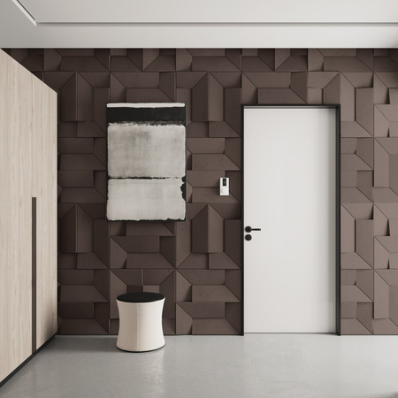 Płyta betonowa na ścianę 3D PB26A 600x600x45, czekoladowy CL02; wzór A, beton architektoniczny